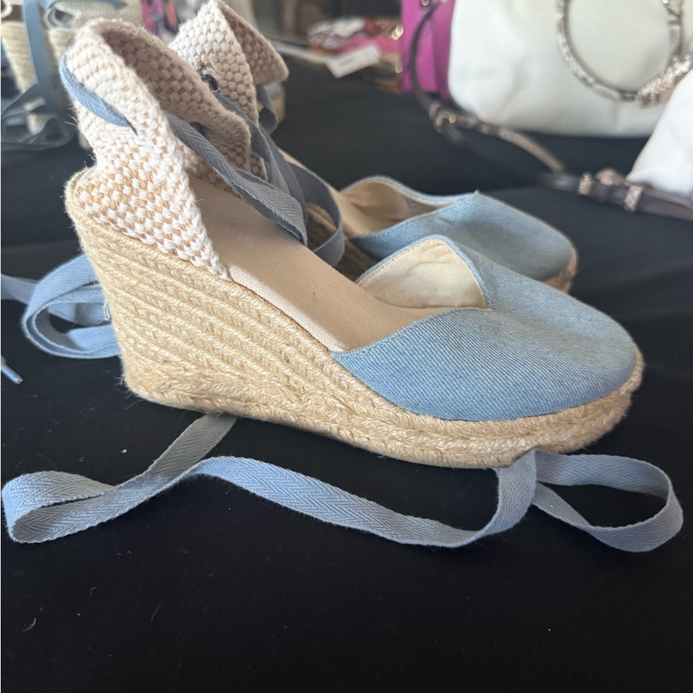 Blue Denim Soludos Espadrille Wedge Sandals 36 6